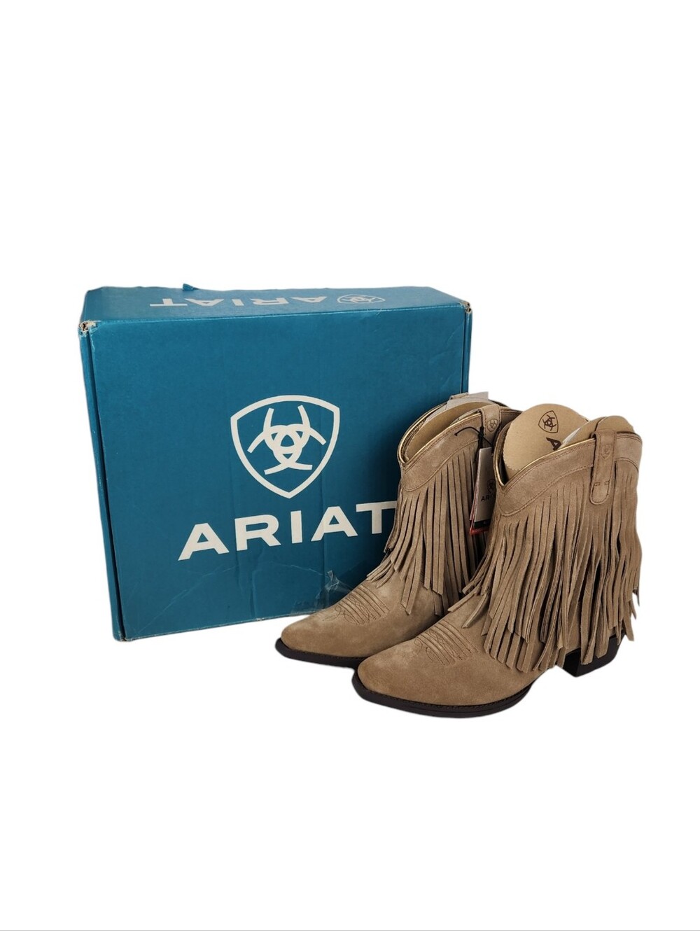 Ariat Gold Rush NWT Rustic Bark Chestnut Fringe Leather Western Boot Girl Size 6